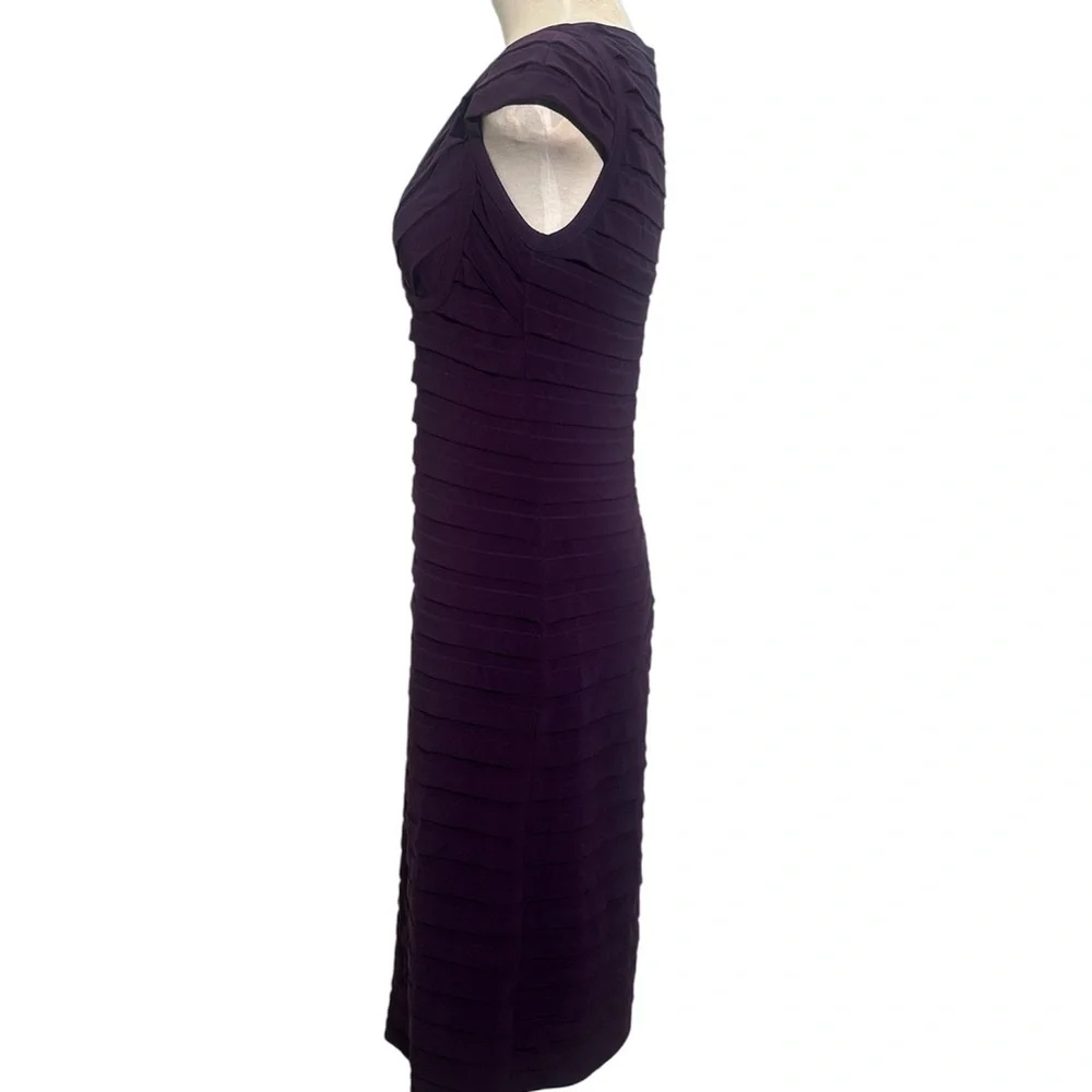 Adrianna Papell Elegant Deep Purple V-Neck Cap Sleeve Cocktail Dress Size 6 - Picture 5 of 11